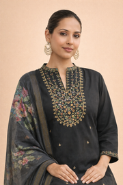 Charcoal Bloom Embroidered 3-Piece Set